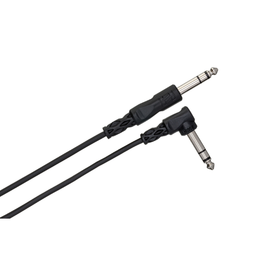 HOSA TECHNOLOGY 1/4 Inch TRS Straight to 1/4 Inch TRS Right Angle Stereo Interconnect Cable (10ft)