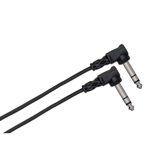 HOSA TECHNOLOGY 1/4 Inch TRS Right Angle to 1/4 Inch TRS Right Angle Stereo Interconnect Cable (10ft)