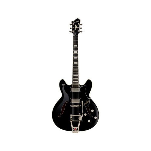 HAGSTROM Viking Tremnar Deluxe Black Semi Hollow Electric Guitar