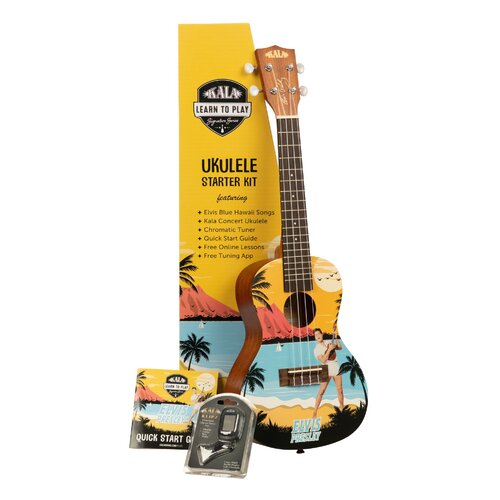KALA Learn to Play Elvis Blue Hawaii Concert Ukulele Starter Kit