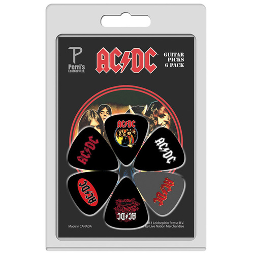 PERRIS LPACDC1 6-Pack AC/DC Licensed Guitar Pick Pack 