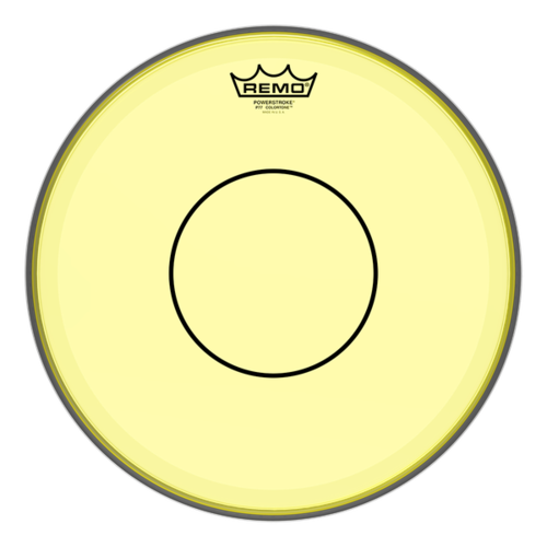 REMO Colortone Powerstroke 77 14 Inch Yellow Drumhead w/Dot