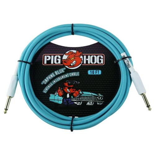 PIG HOG Woven 10ft Daphne Blue Guitar Cable Straight Jack