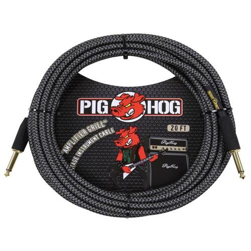 PIG HOG Woven 20ft Amp Grill Guitar Cable Straight Jack