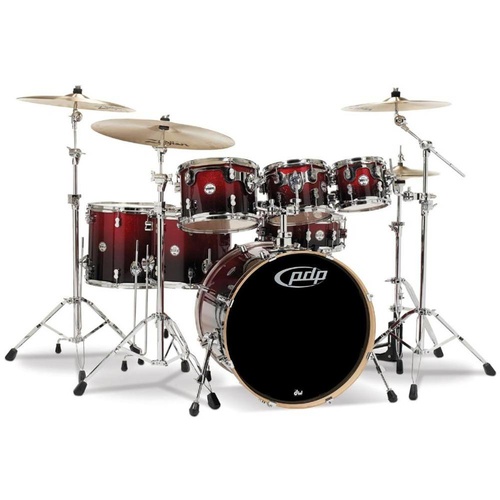 PDP Concept Maple 7 Pce Red to Black Sparkle Drum Kit