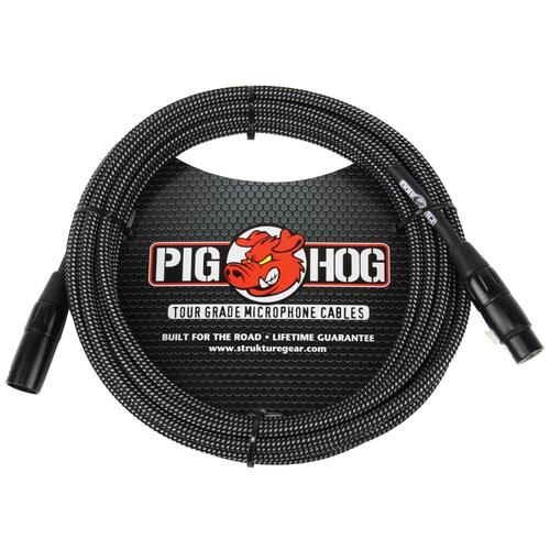 PIG HOG Woven 20ft Black White XLR Microphone Cable