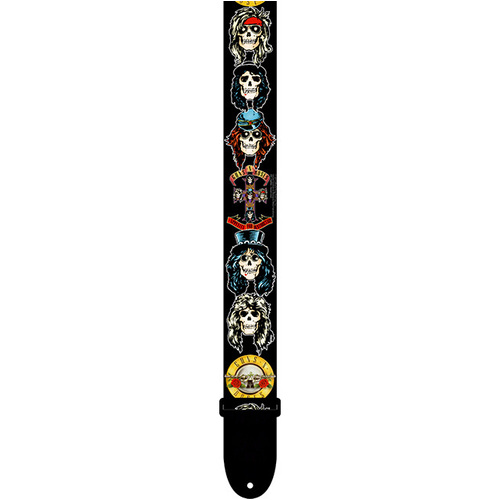 PERRIS PS6012 2" Polyester Guns N Roses Logo & Skull Faces Licensed Guitar Strap