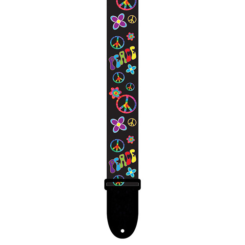 PERRIS PS6797 2" Hippy Collection Peace Guitar Strap with Black Leather ends