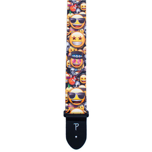 PERRIS PS8226 2.5" Emoji Cool Guy Guitar Strap with Black Leather ends