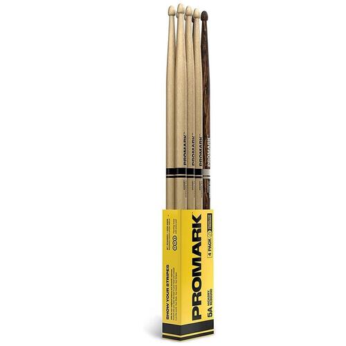 PROMARK 4 Pack 5A Hickory Firegrain Wood Tip Drumsticks - RBH565AW-4PFG