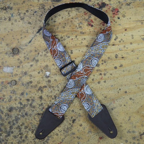 COLONIAL LEATHER Aboriginal Art Bush Camp Webbing Guitar Strap