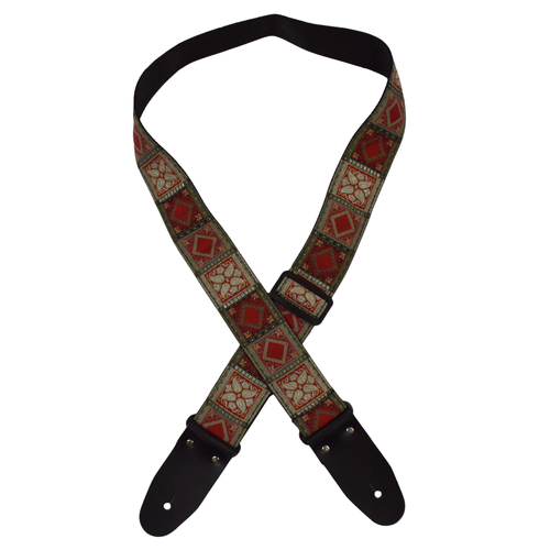 COLONIAL LEATHER Rust Jacquard 50mm Webbing Guitar Strap