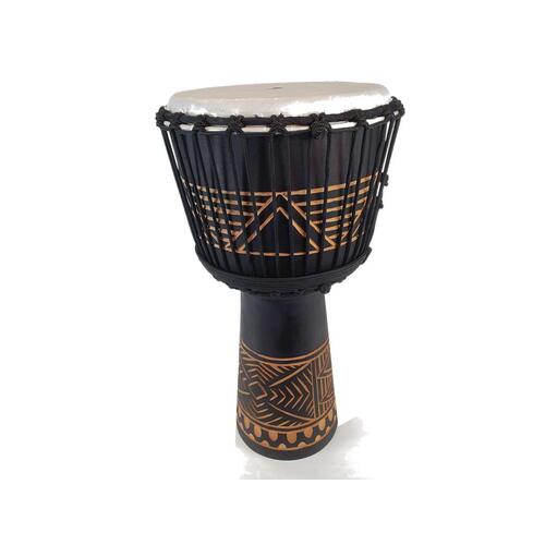 RHYTHM WAVE Djembe Jammer Series 60cm Drum African Carving Black