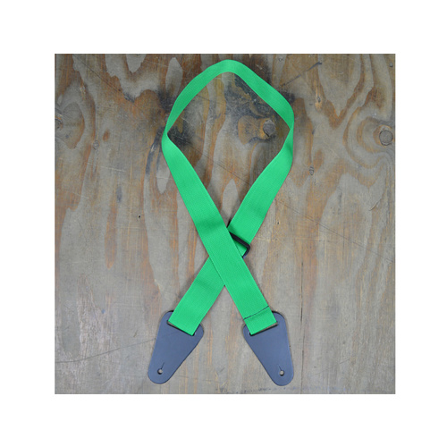 COLONIAL LEATHER Lime Green Webbing With Heavy Duty Leather Ends Guitar Strap
