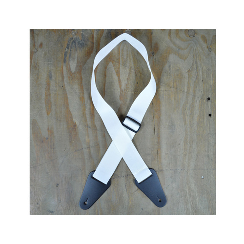 COLONIAL LEATHER White Webbing With Heavy Duty Leather Ends Guitar Strap
