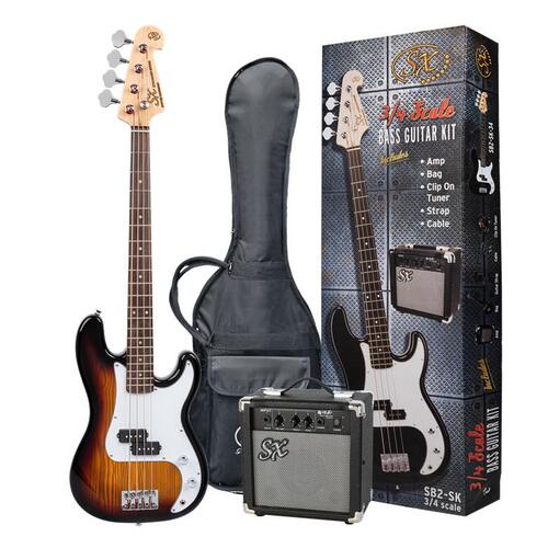 SX PB 3/4 Size Bass Guitar Pack Sunburst