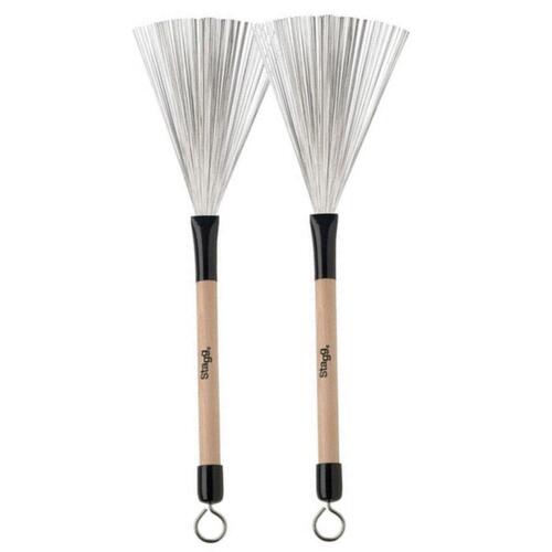 STAGG Wire Brush Retractable with Wood Handle SBRU20-WM