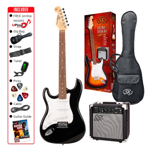 SX Electric Guitar Pack Black - Left Handed