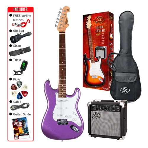 SX Electric Guitar Pack Electric Metallic Purple
