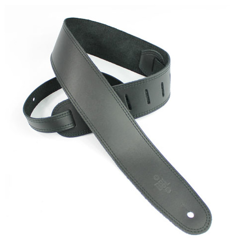 DSL 2.5 Inch Single Ply Black/Black Stitch Leather Guitar Strap