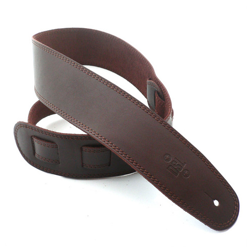 DSL 2.5 Inch Single Ply Saddle Brown/Brown Stitch Leather Guitar Strap
