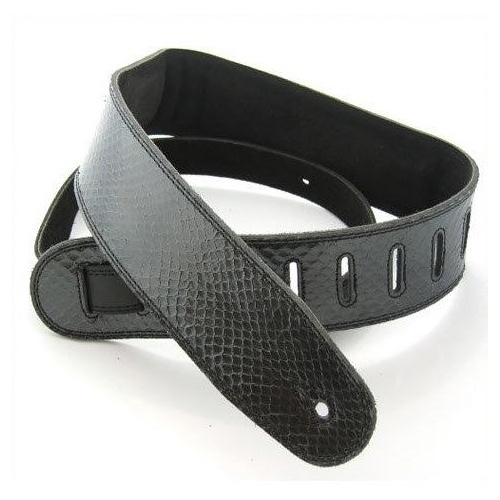 DSL Black Snakeskin Leather Guitar Strap