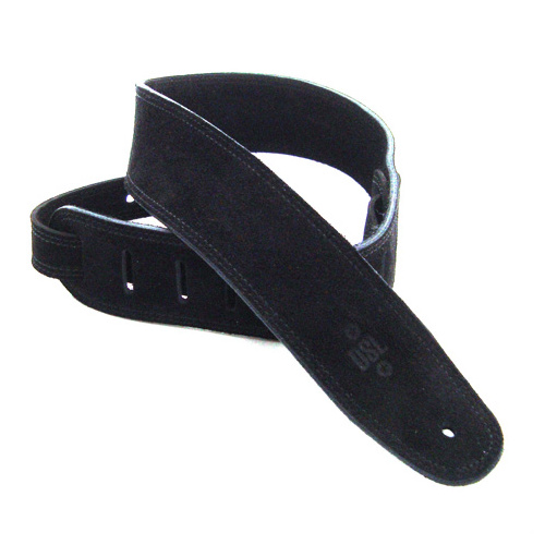 DSL 2.5 Inch Triple Ply Black Leather Guitar Strap