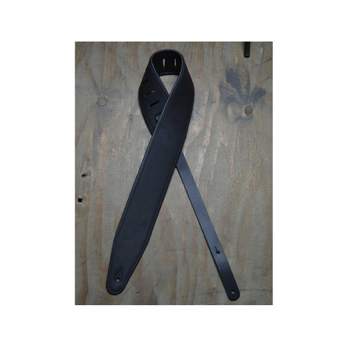 COLONIAL LEATHER 3" Padded Upholstery Leather Guitar Strap Black & Black