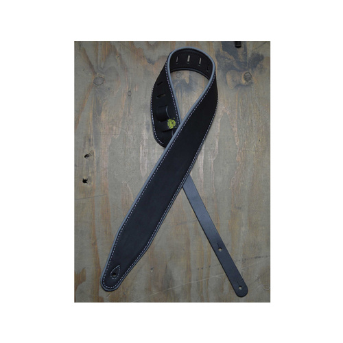 COLONIAL LEATHER 3" Padded Upholstery Leather Guitar Strap Black & Grey