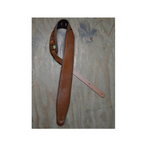 COLONIAL LEATHER 3" Padded Upholstery Leather Guitar Strap Tan & Brown