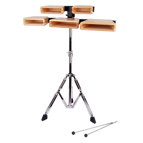 MANO PERCUSSION 5pc Temple Woodblock Set w/Stand