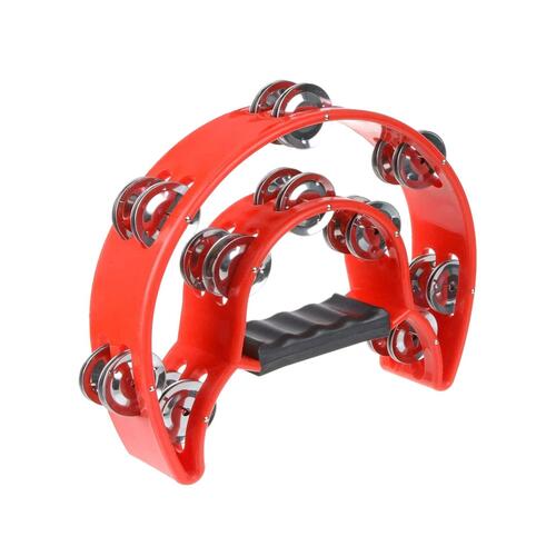 MANO PERCUSSION Handheld Tambourine Red ABS w/Steel Jingles TMP13R