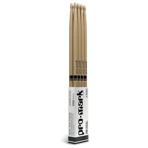 PROMARK 4 Pack 7A Hickory Wood Tip Drumsticks - TX7AW-4P