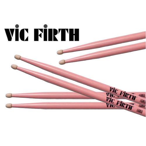 VIC FIRTH 5A Pink Hickory Wood Tip Sticks
