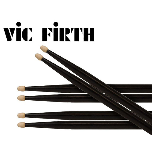 VIC FIRTH 5B Black Hickory Wood Tip Sticks