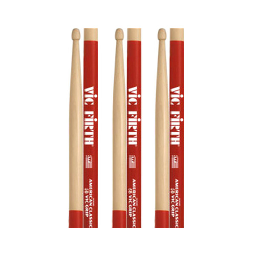 VIC FIRTH 5B GRIP Hickory Wood Tip Sticks