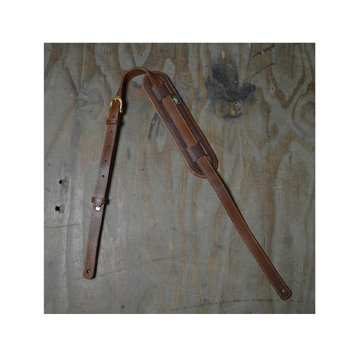 COLONIAL LEATHER Vintage Style Guitar Strap, Topgrain Leather, Upholstery Back, Brown & Tan